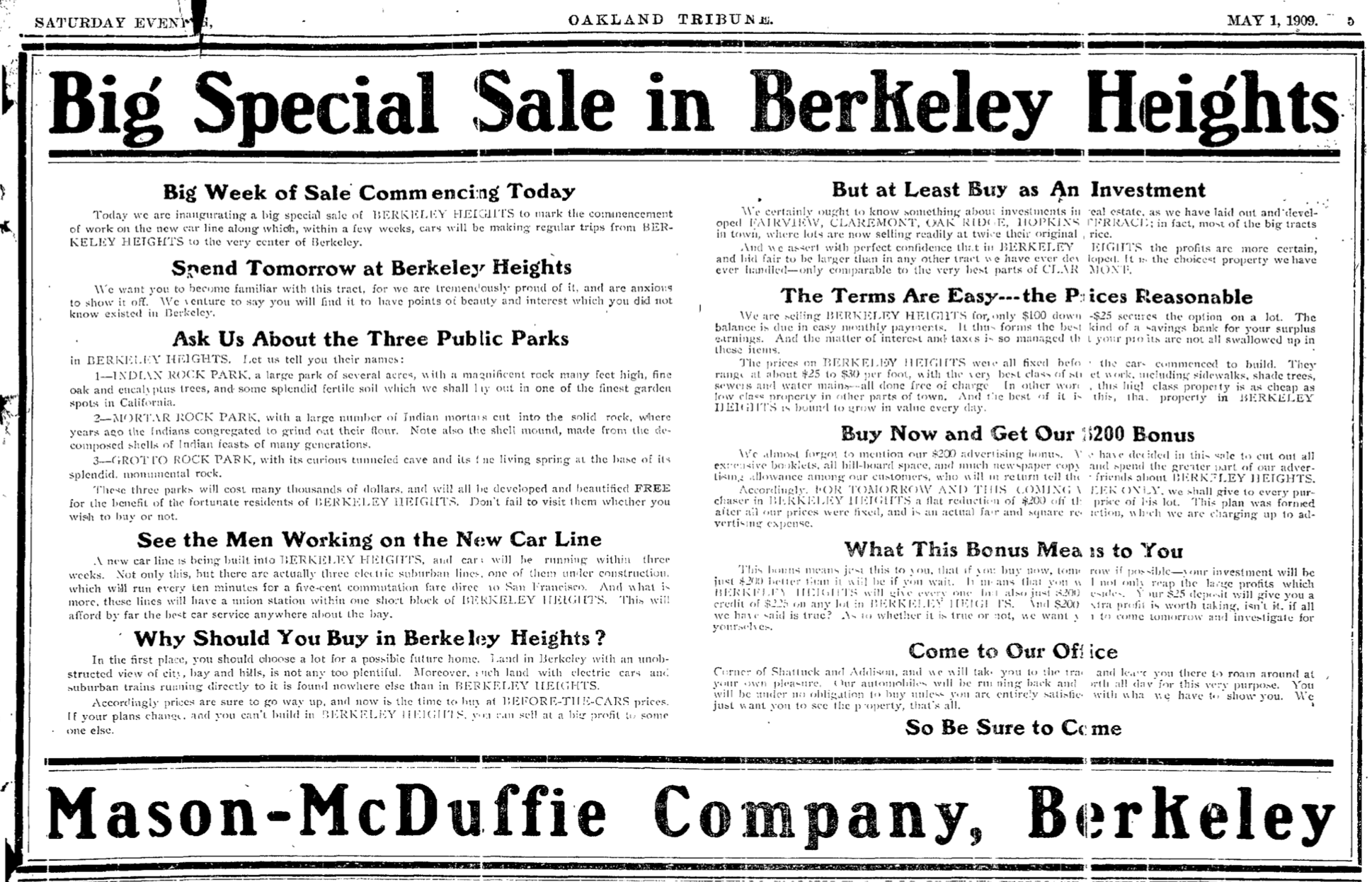 Berkeley Heights advertisement